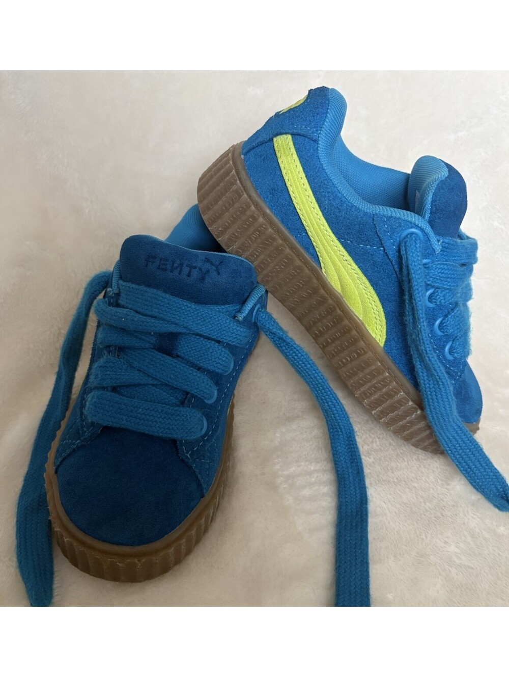 PUMA Fenty Creeper Unisex Kids Suede Low Top Sneakers Blue Gum US 12 EU 29